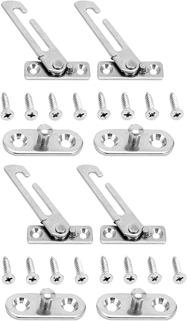 Queiting 4Pcs Window Restrictors Locks UPVC Door Window Guard Restrictor Security Hook Stainless Steel Child Window Safety Catch Restrictor with Screws for Home Kindergarten School