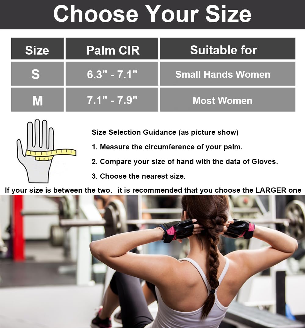 SUJAYU Guantes Gimnasio Guantes de Entrenamiento para Mujer Antideslizantes Transpirables Gimnasio Esenciales para Levantamiento de Pesas, Entrenamiento en Biciclet