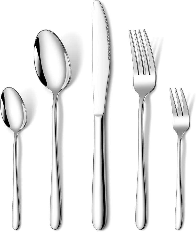 HONKKU Besteck Set, 60 Teilig Edelstahl Besteckset für 12 Personen, Essbesteck Set mit Abendessen Me