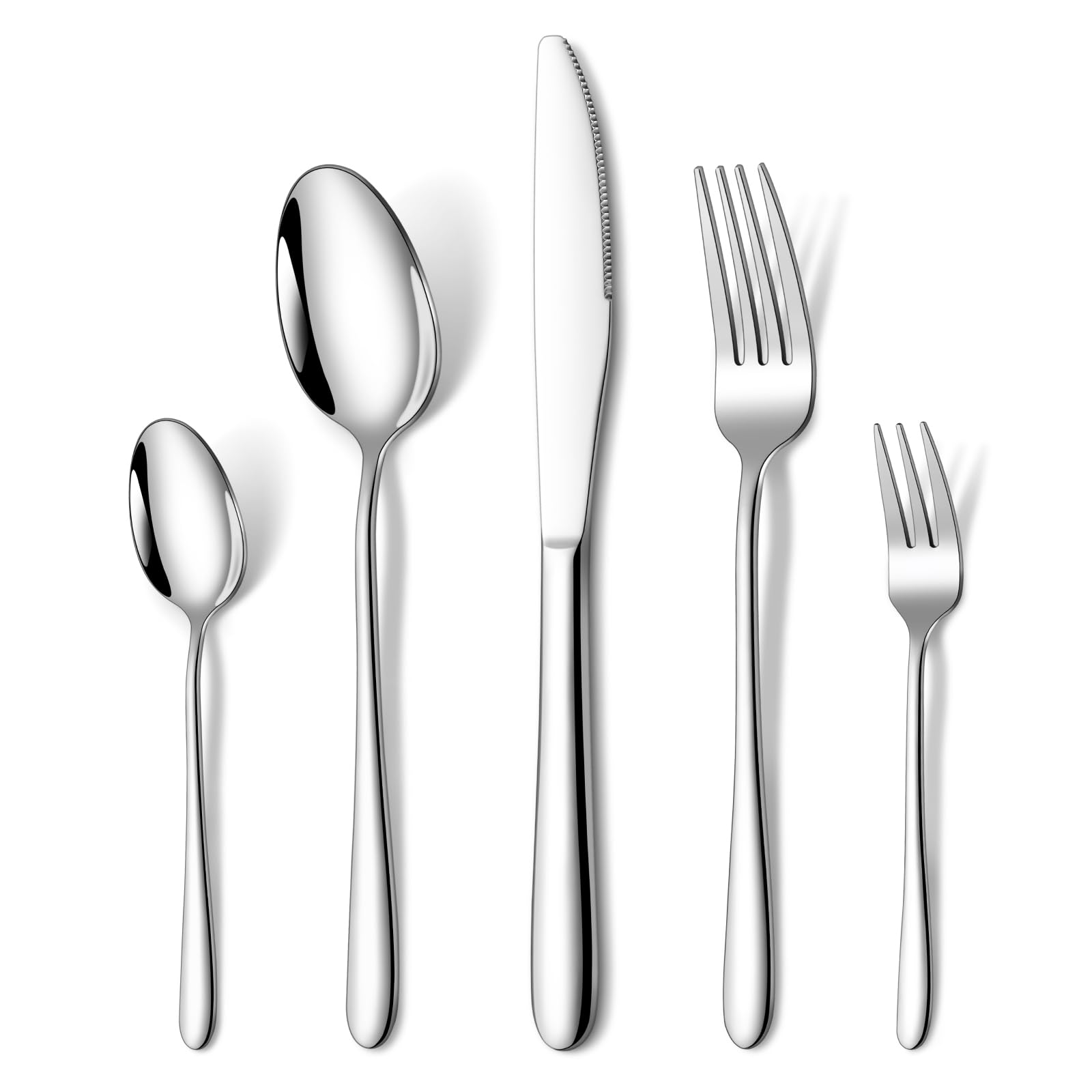 HONKKU Besteck Set, Essbesteck Set mit Abendessen Messer, Gabeln und Löffeln für Zuhause/Restaurant/Party/Bankett, Rostfrei Spülmaschinenfest