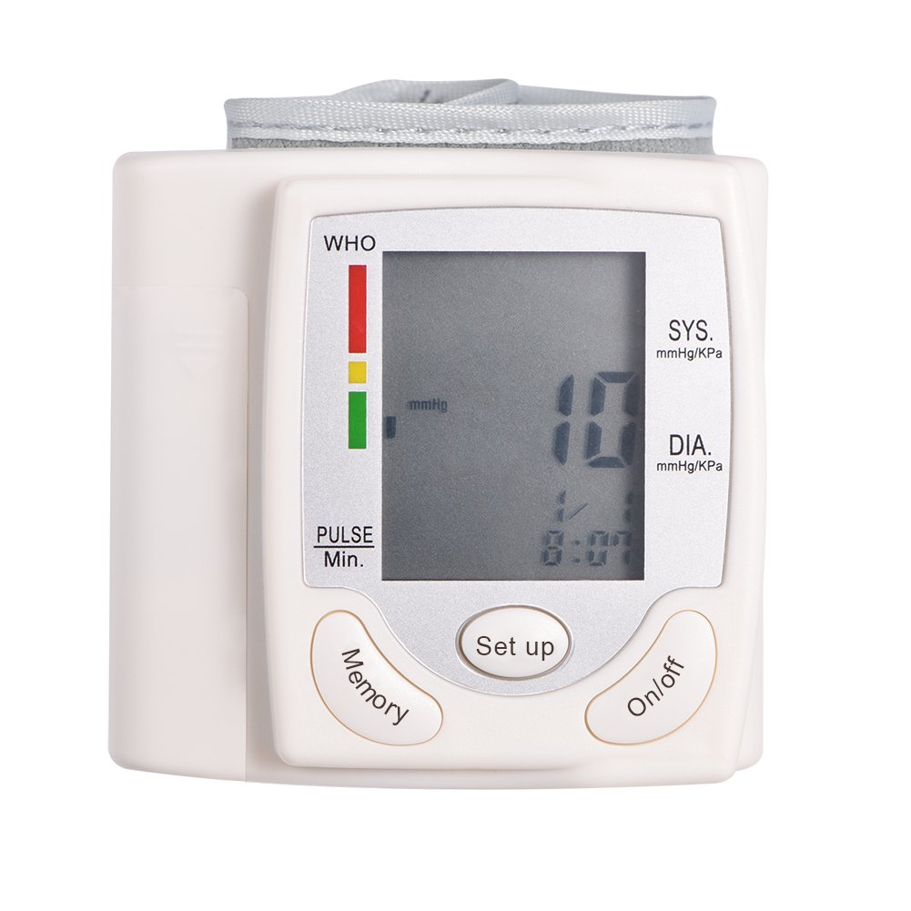 Tensiómetro de Muñeca, Lcd Digital Tensiometro de Presion Arterial+Frecuencia Cardiaca Medidor de Pulso, Tensiometro de Muñeca, para El Cuidado de Ancianos en El Hogar