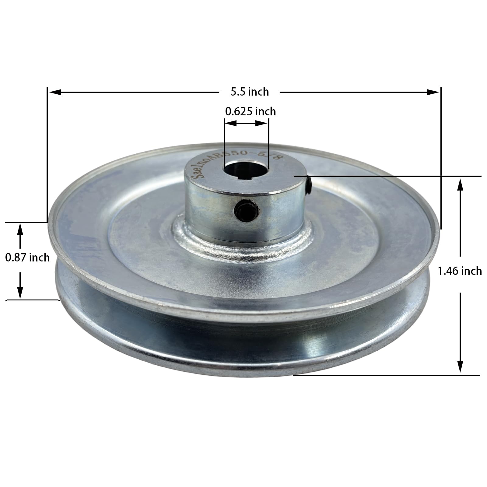 AB550-5/8 Single Groove Web Sheaves, v Belt Pulley 5.5" OD 5/8" bore,Motor Pulley Carbon Steel for A B 5L 4L V-Belts — Amazon image 2