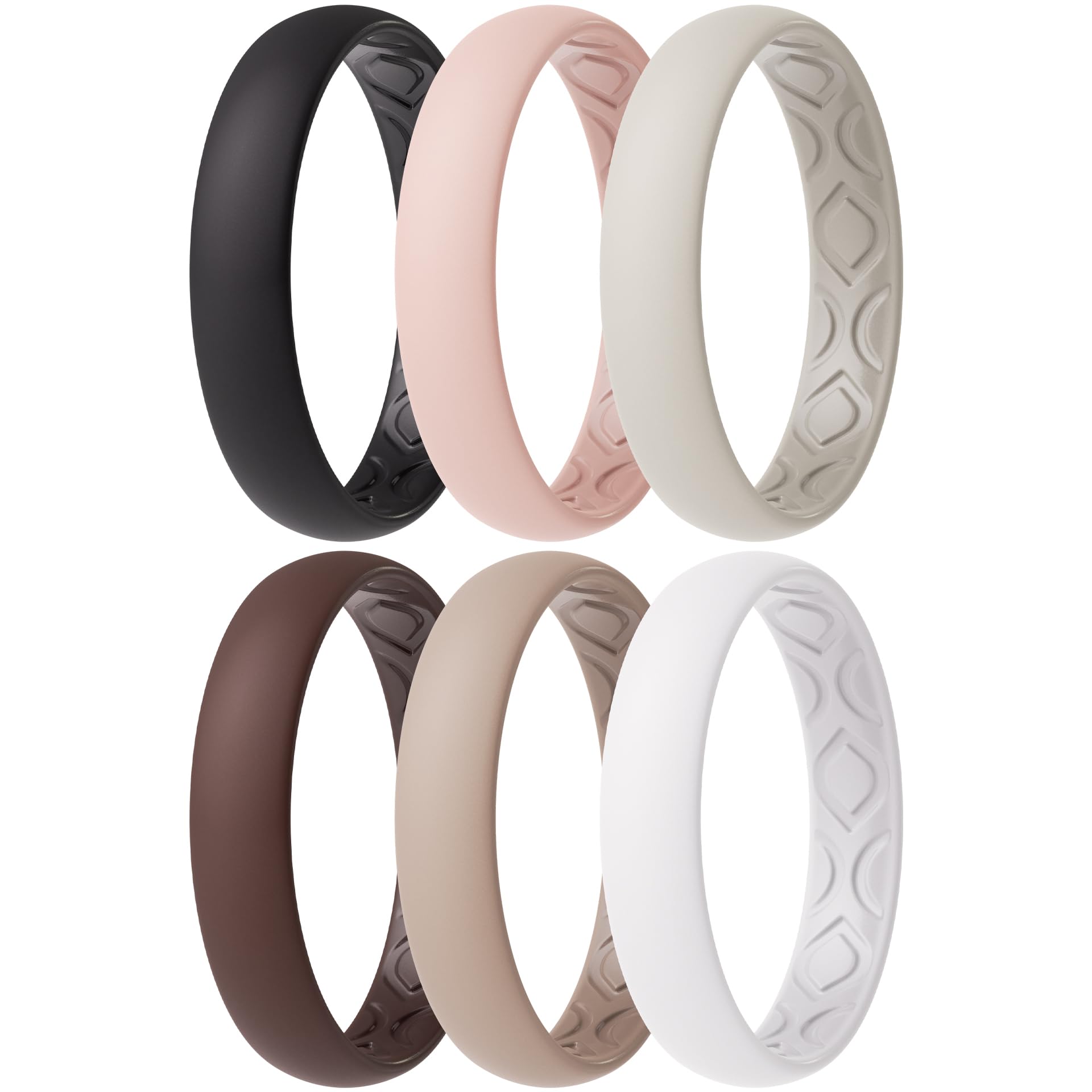 ThunderFit Women Breathable Silicone Bridal Rings Sets For Her, Wedding Bands - 4mm Wide, 1.5mm Thick - 1-12 Variety Multipack