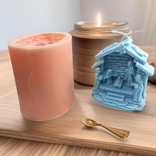 Miniatura 7 de Juego de moldes de silicona para velas de belén 3D, moldes de manualidades de Navidad, regalos para familiares, amigos