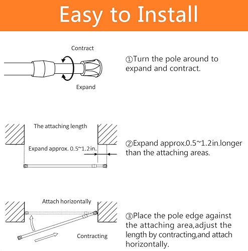 Miniatura 4 de KXLife - Cortinero pequeño con resorte de tensión para ventana, armario o alacena