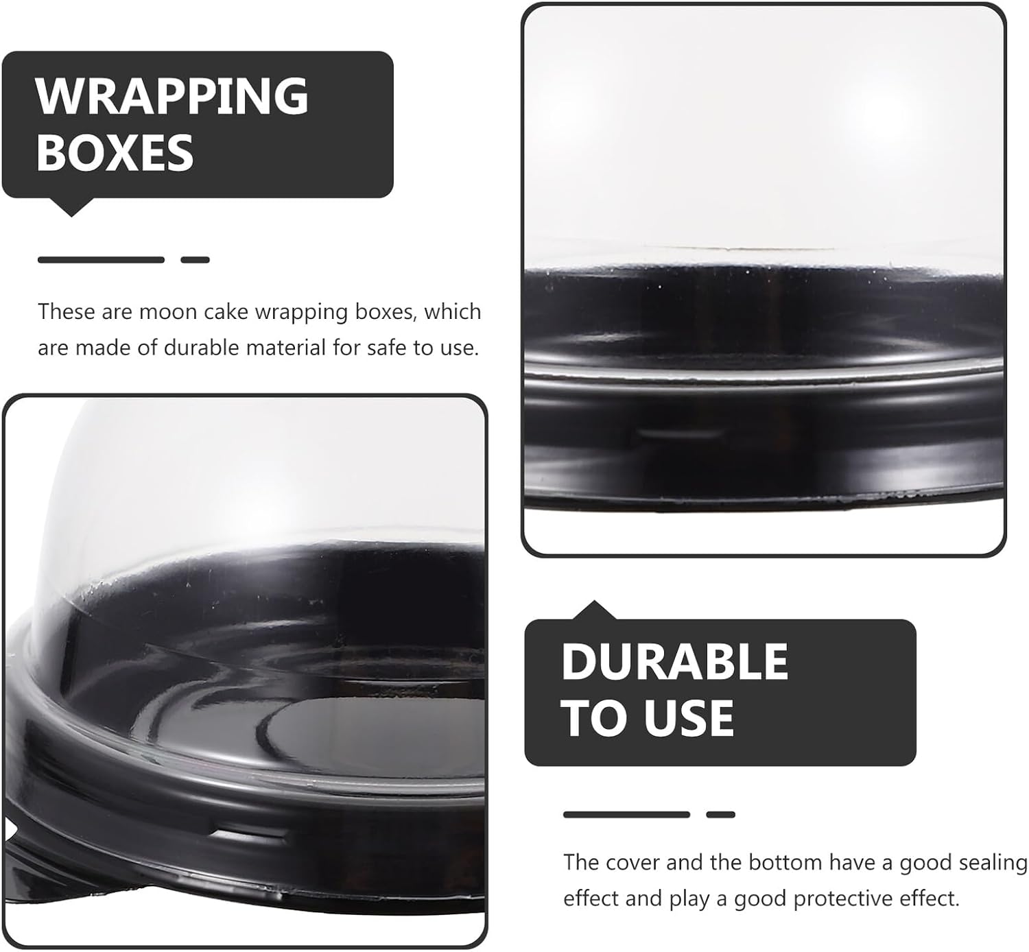 100pcs round Cake Wrapping Boxes with Black Tray for Baking Mooncake Egg-yolk Puff Dessert Packaging