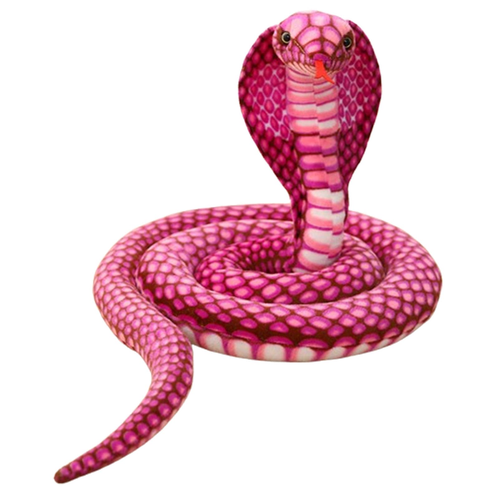 JORCEDI Snake Plush Toy, Snake Teddy Stuffed Animal Plush, Lifelike Large Cobra Soft Toy, Snake Pillow Doll Toys, Soft Stuffed Snake 3D, Anaconda Fake Snakes for Ricky Creepy Prank (Pink,240cm)