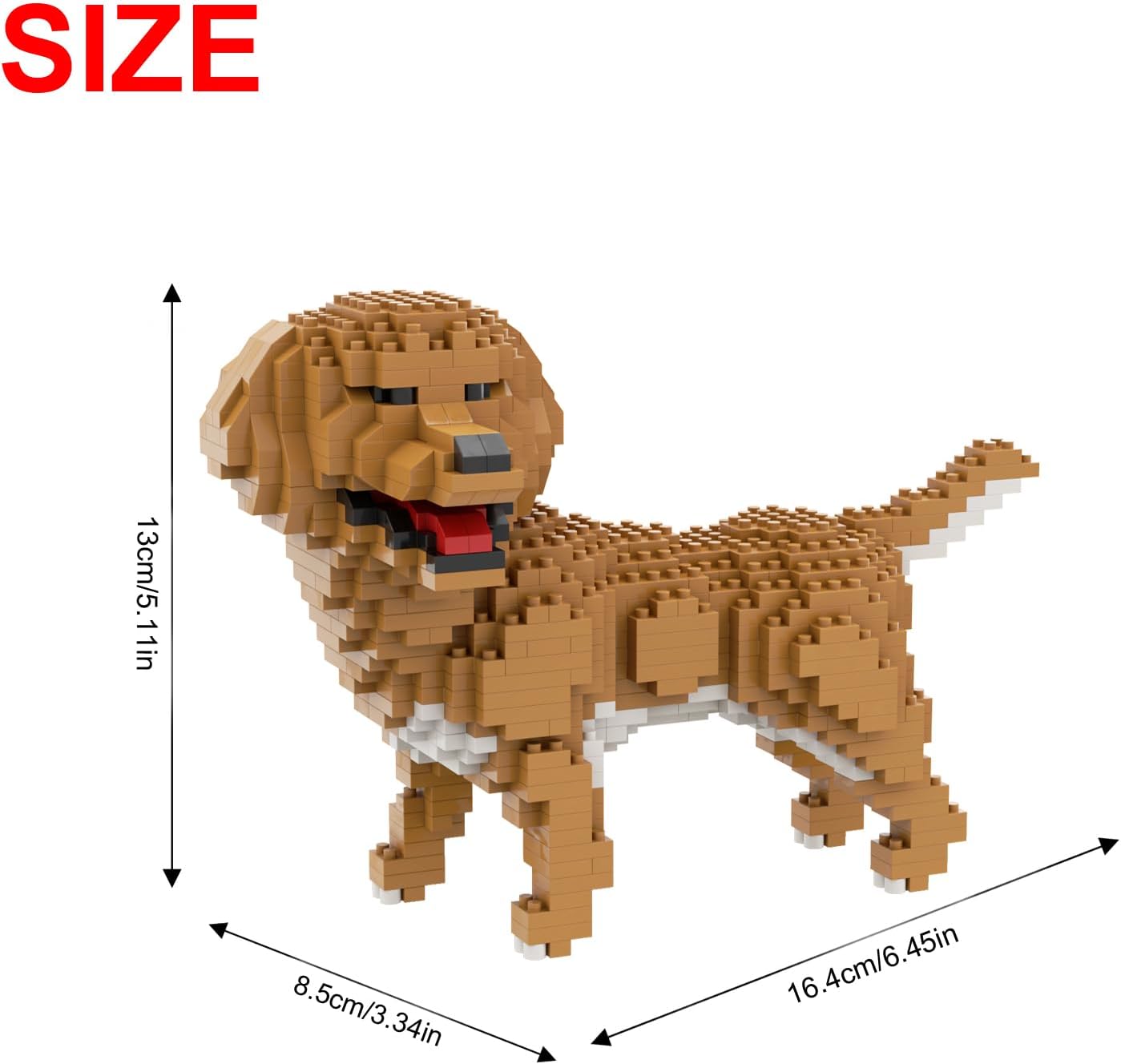 Larcele Micro Building Blocks Animal Set, DIY Mini 3D Building Toy Bricks,824 Pieces KLJM-05(Golden Retriever) - Image 2