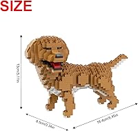 Vista 2 de Larcele Conjunto de animales de micro bloques de construcción, mini ladrillos de juguete de construcción 3D, 824 piezas KLJM-05 (Golden Retriever)