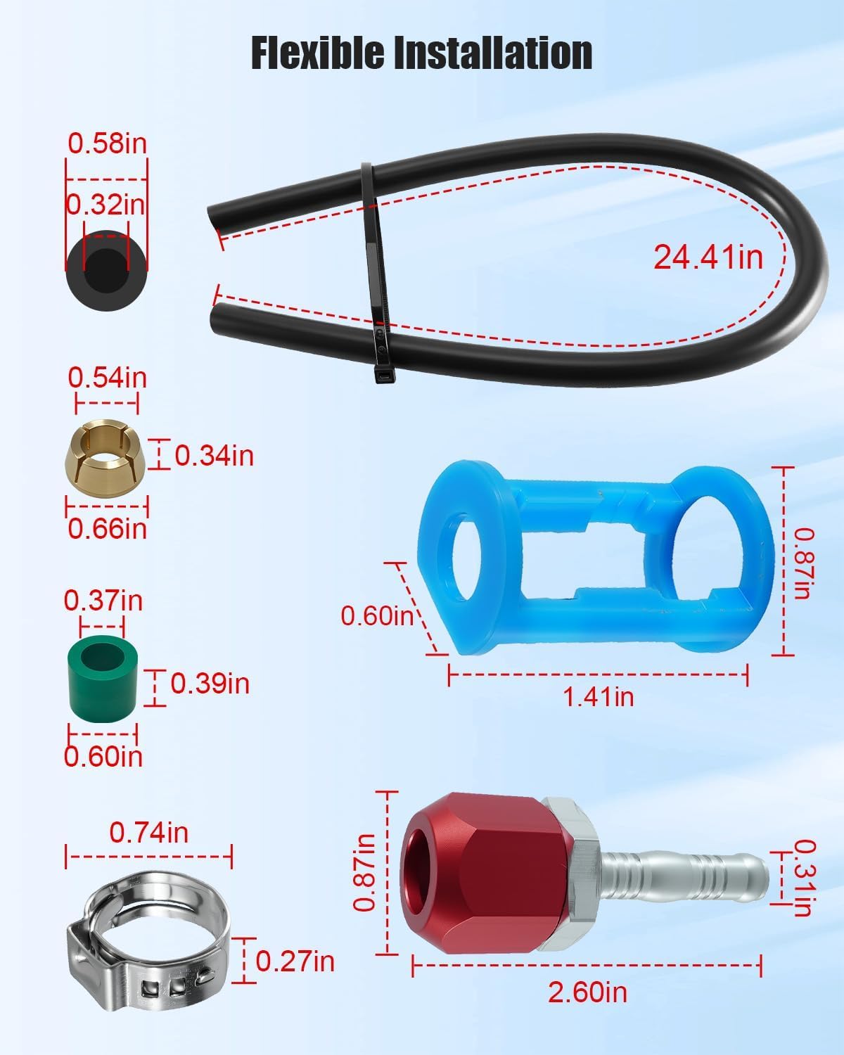 AC Line Splice Kit Compatible with 3/8" Line With No. 6 Hose 24 Inches, Replace 800-671 Air Conditioning Line splice connector Repair Kit, Universal Fit for 3/8" Line to Hose Repair