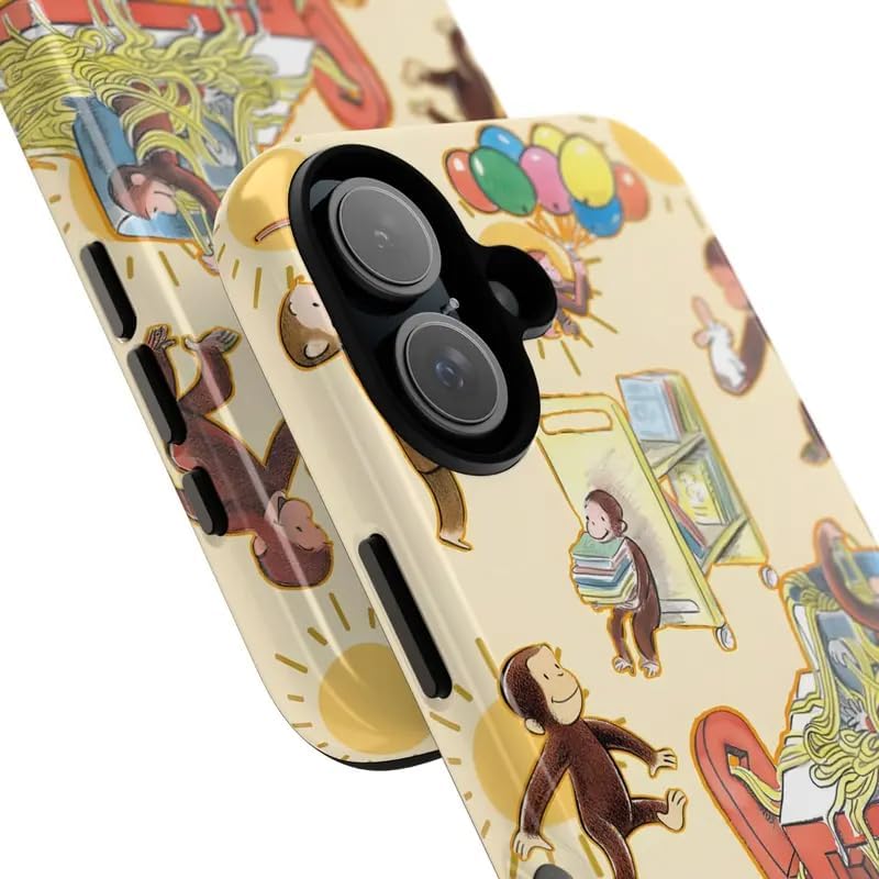 Playful Cute Curious Monkey Phone Case Compatible with iPhone 13, Shockproof Slim TPU and Hard PC Protective Phone Cover,Monkey Collection image 2