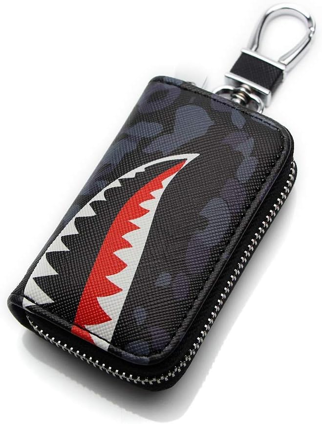 VSLIH Genuine Leather car Key Bag,Universal Key Bag Zipper Protective Cover Wallet fob, Suitable for All Kinds of car Key Bags
