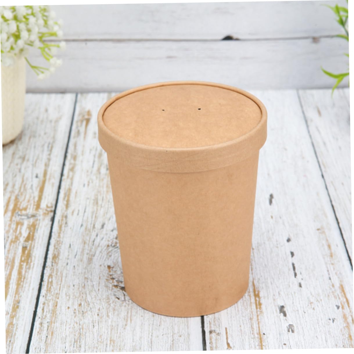 50 Pezzi Bicchiere per Zuppa Usa e Getta in Carta Kraft da 12 Oz con Coperchio, Superficie Liscia per Etichettatura, Resistente a Perdite e Rotture, per Yogurt e Cereali