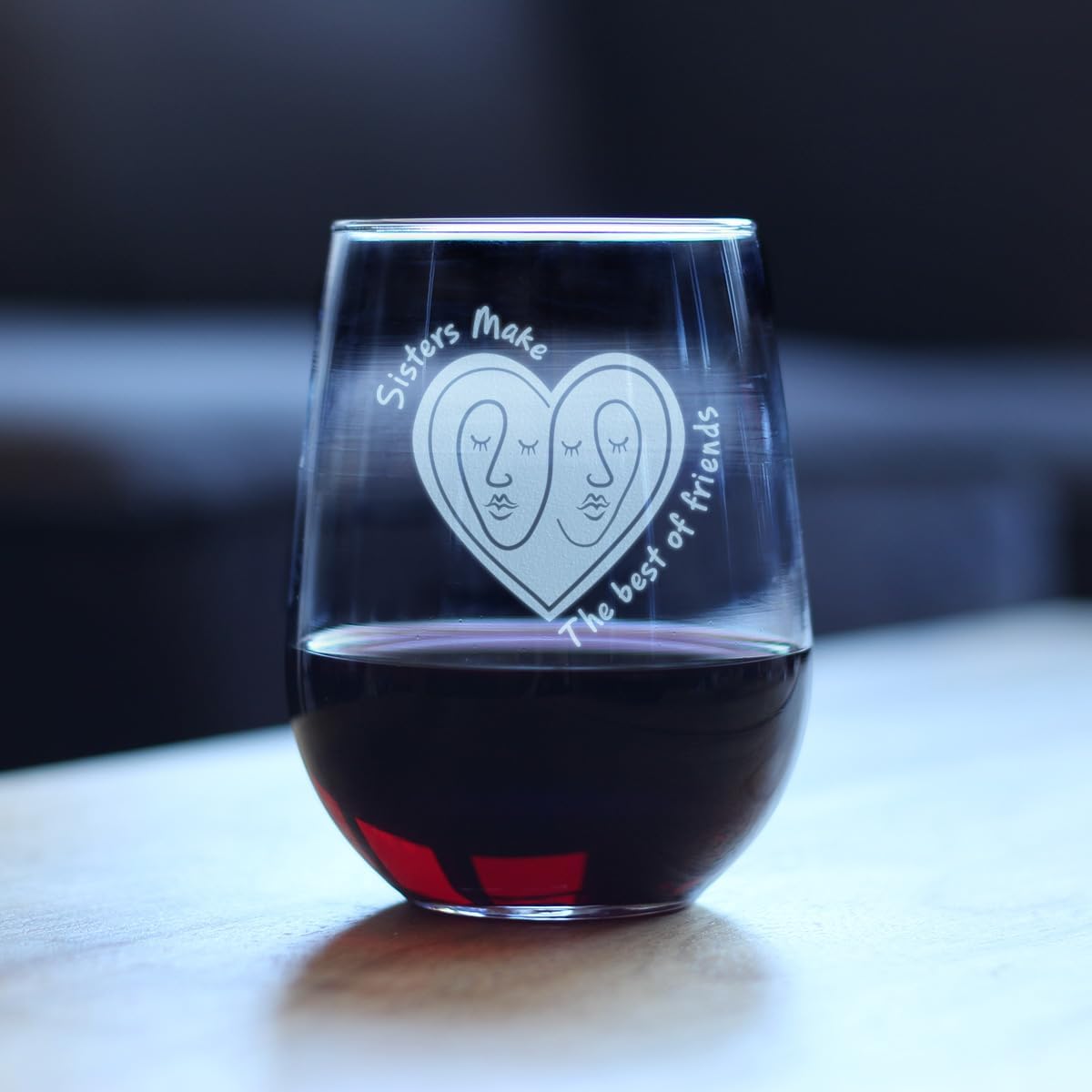 Sisters Make The Best Friends - Stemless Wine Glass - Unique Sister Gifts for Women - Large 17 Ounce Glasses - Image 2