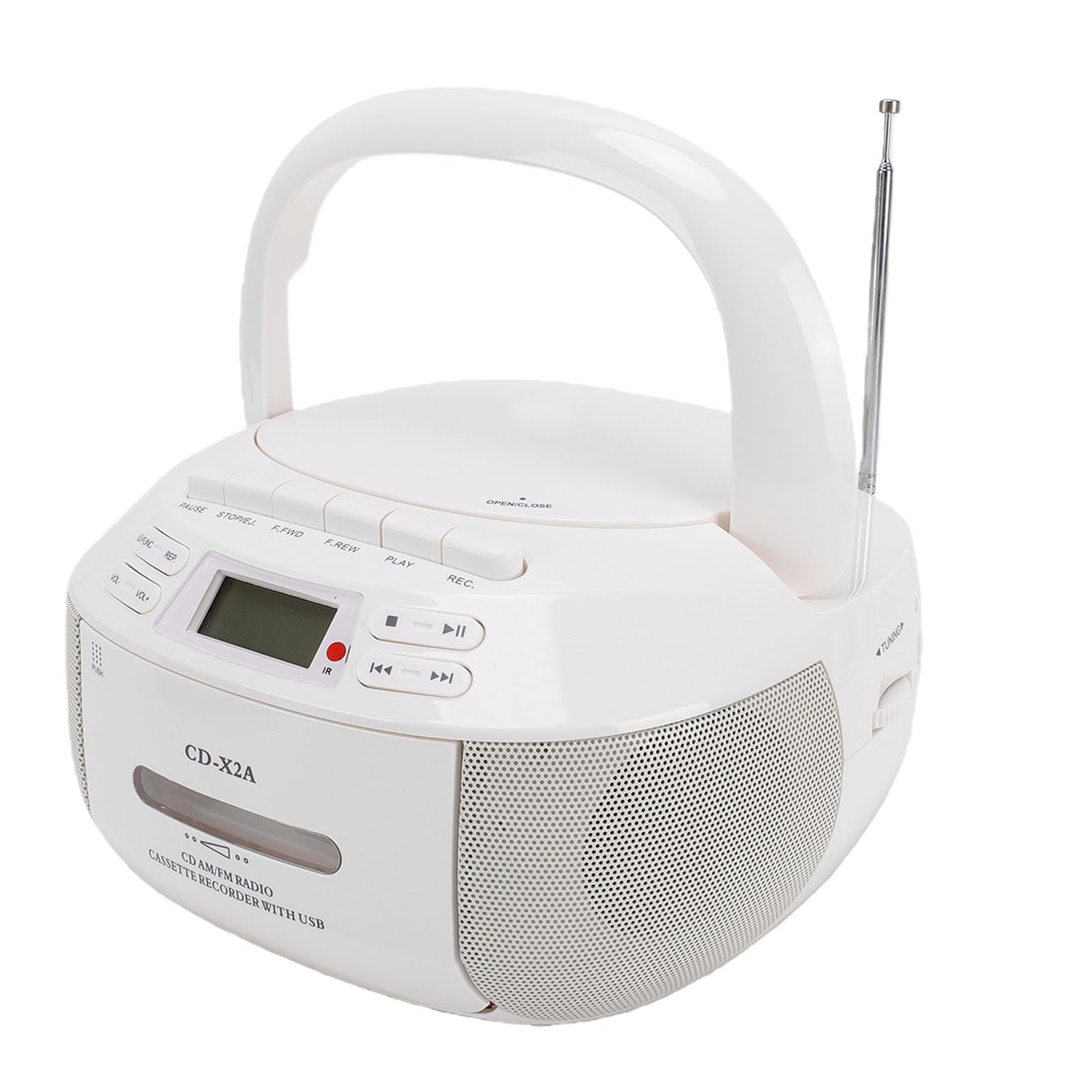 Dpofirs Reproductor Portátil de CD y Casete Bluetooth, Radio Am FM y Grabación en Cinta, for Hogar Exteriores Cocina (White)