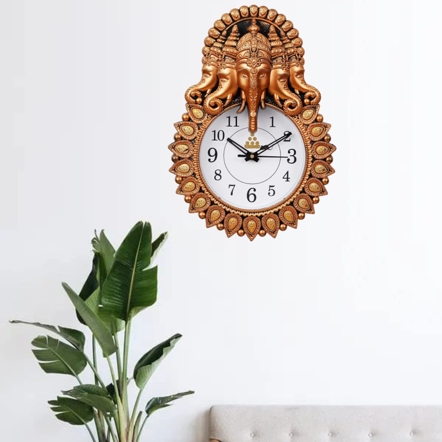 Realtrend Premium Panchmukhi Designer Ganesha Wall Clock for Home and Office Decor (12" Inches Gold) (Style-2) (B0C6H9S559) Amazon Price History, Amazon Price Tracker