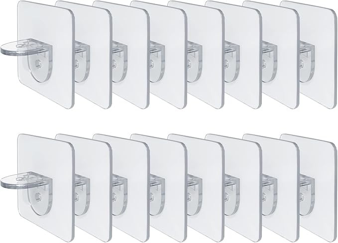 20 Stück Regalhalterung Selbstklebend - Transparent Ohne Bohren 7x7 Cm
