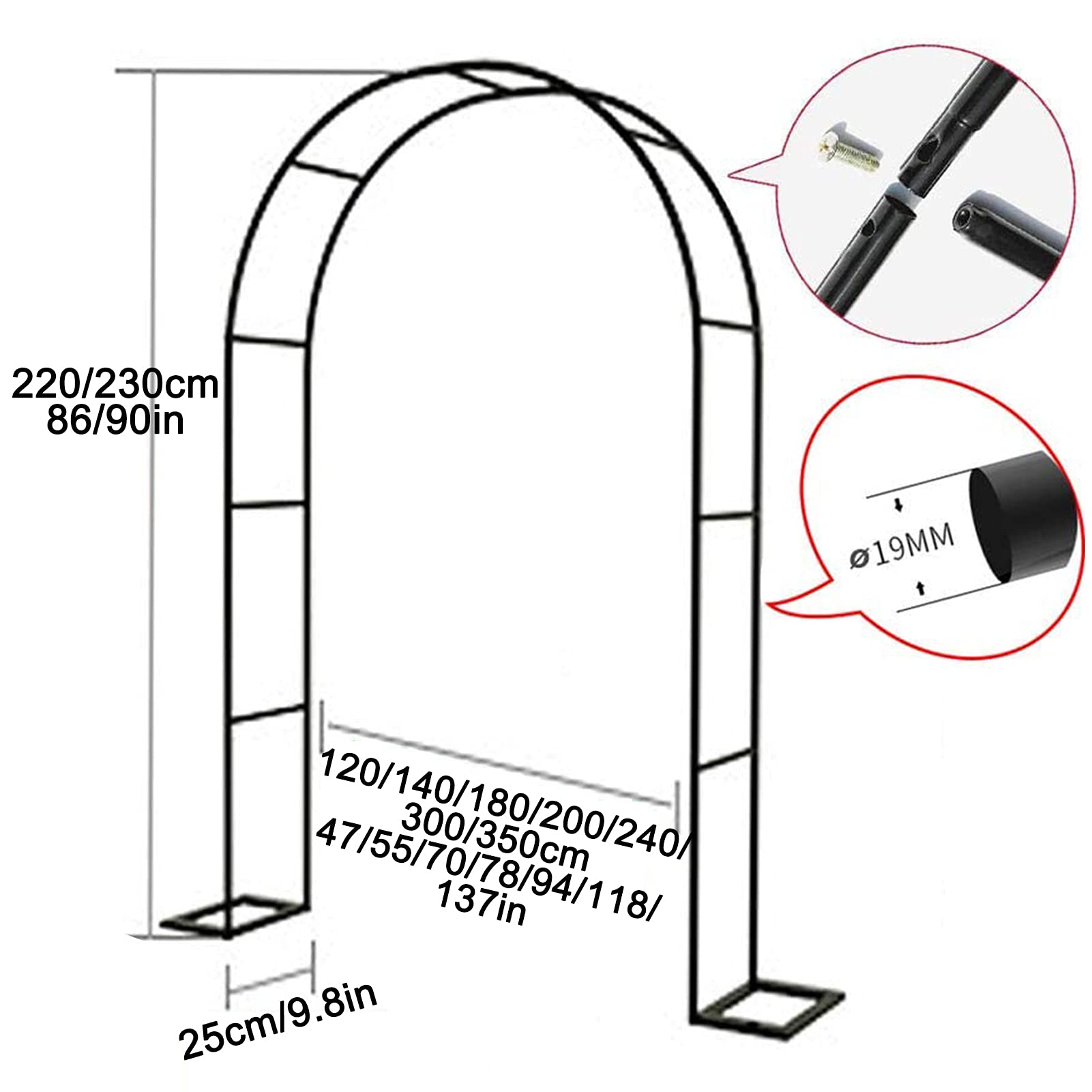 Metalowy Łuk Różany, Odporny Na Warunki Atmosferyczne Łuk Ogrodowy, Altany, Do Roślin Pnących, Łuk Kratowy, Łuk Z Pnączami, Łuk Wspinaczkowy, Pergola, Łuk Ślubny, Łatwy W Montażu, Przyjęcie Na Trawni