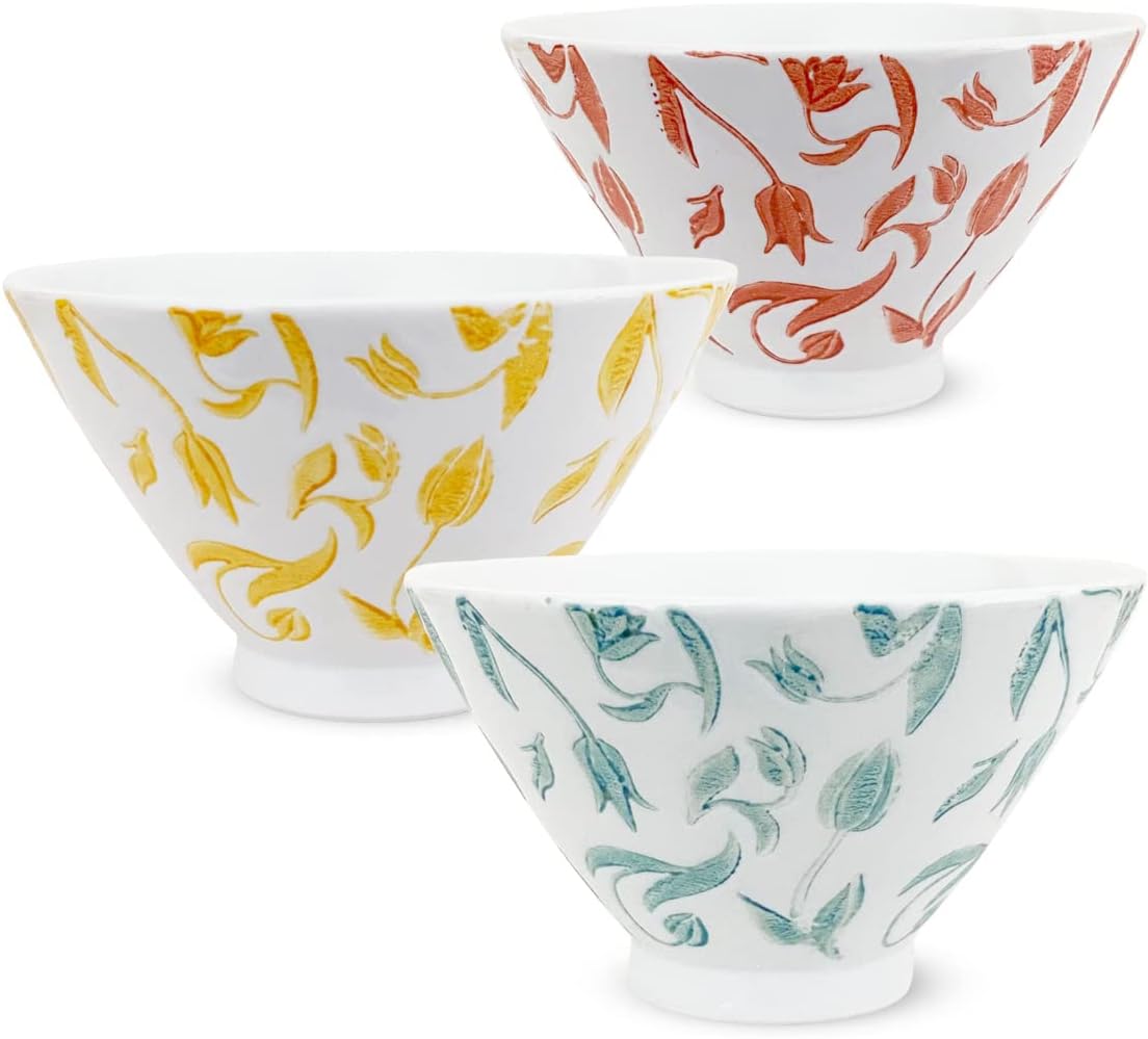 J-kitchens Inzan Kiln Tea Bowl, Set of 3, Diameter 4.3 inches (11 cm), Height 2.6 inches (6.5 cm), Tulip Hasami Ware Made in Japan