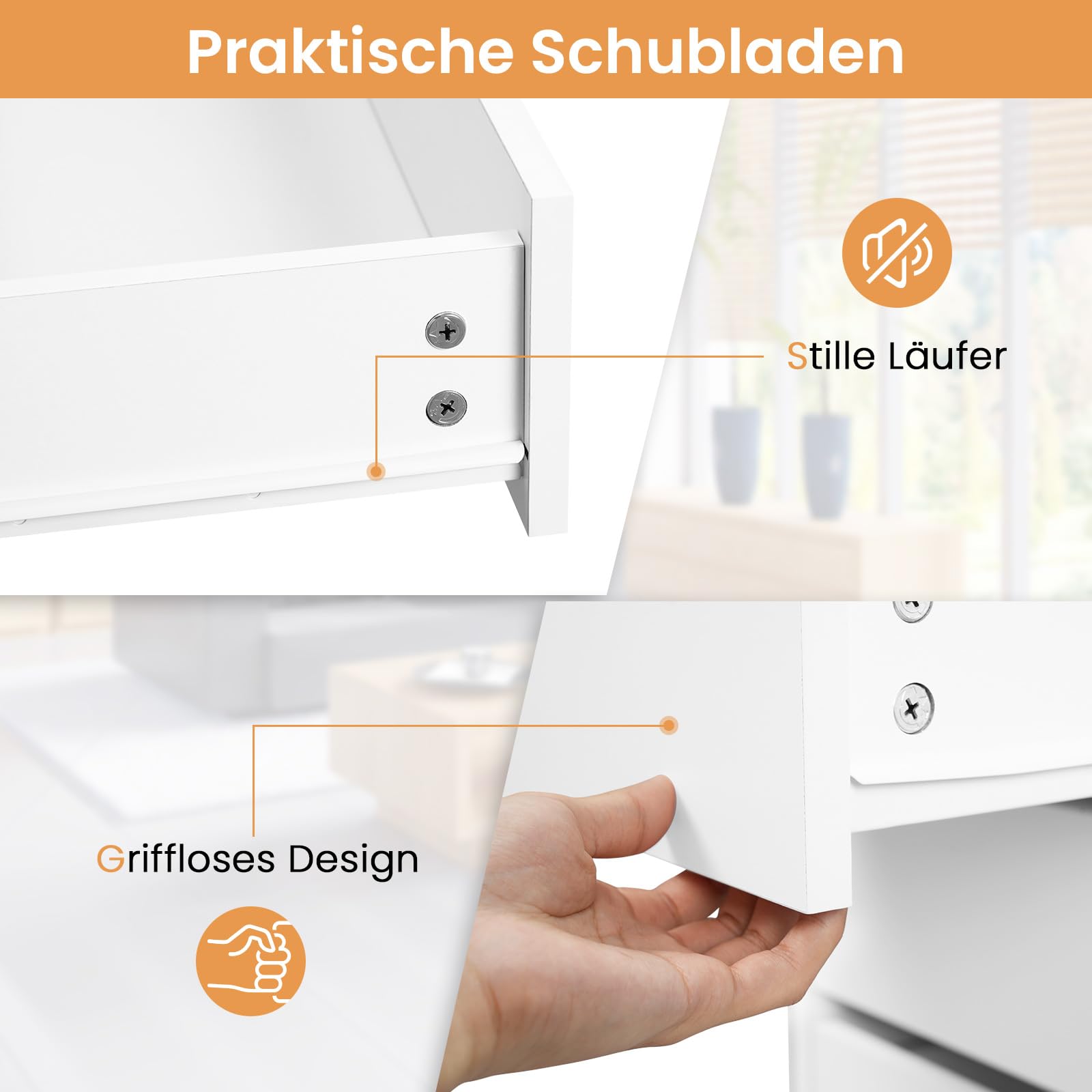 eSituro Schminktisch Weiß mit 5 Schubladen Ohne Spiegel, Schreibtisch Computertisch mit Stauraum, Bürotisch PC Tisch für Jugendzimmer Schlafzimmer, 120x55x75 cm