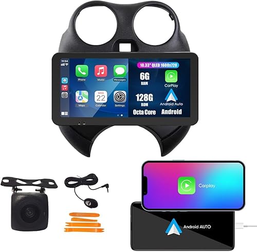 Kunfine Coche CarPlay Android Navegación Automática Estéreo GPS Radio Reverse Cámara Pantalla 10.33 "QLED Pantalla Táctil Headunit Tablet Pad Media