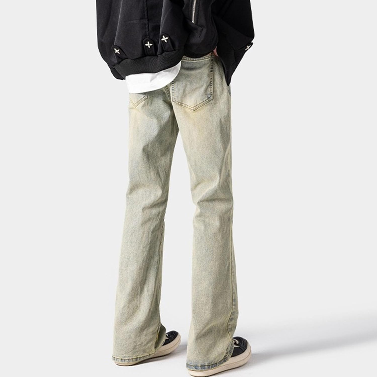 Men Fashion Micro Flare Denim Pants Spring Weekend Wear Straight Trouser Classic Cozy Commute Distressed Jeans