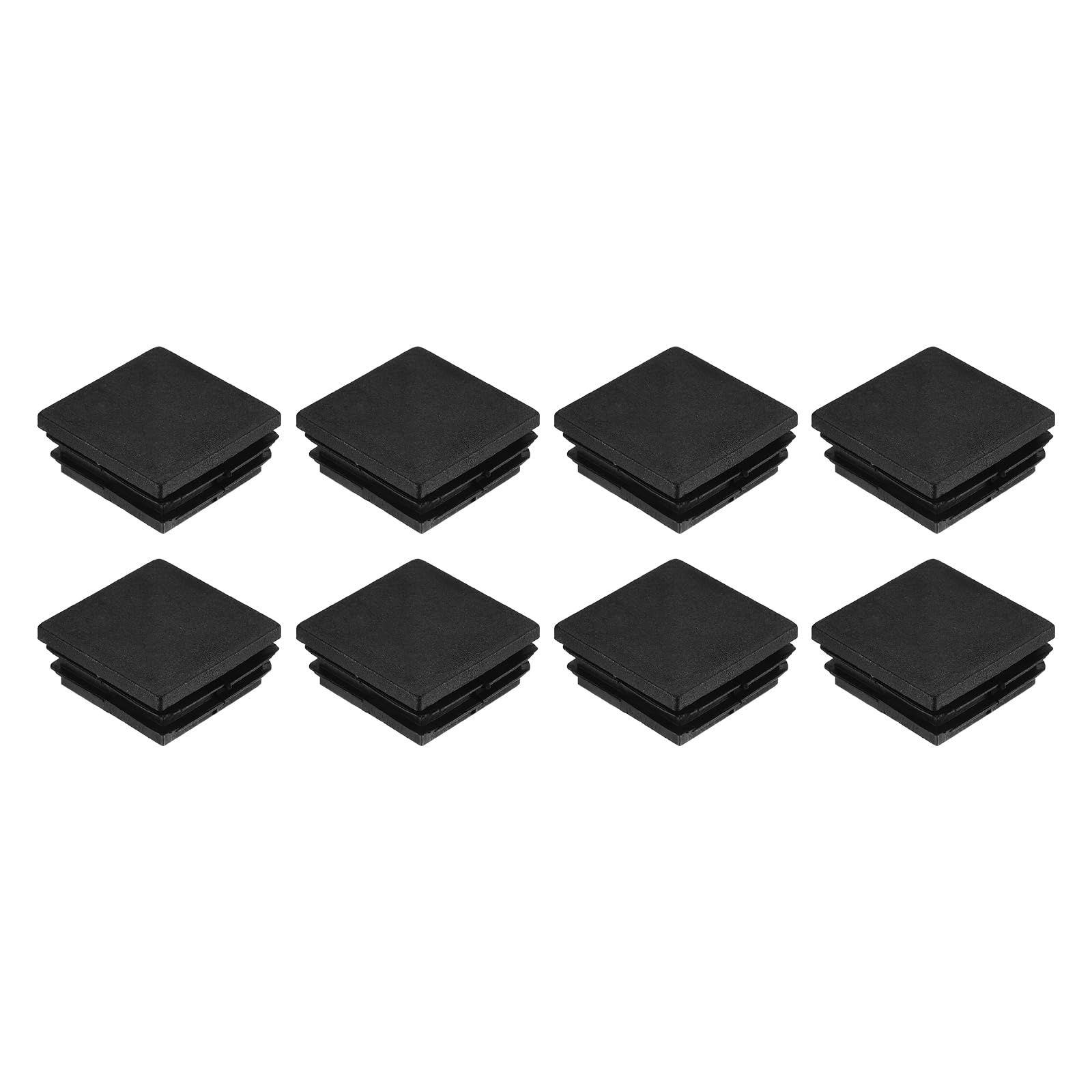 uxcell 8Pcs Square Plastic Plugs, 40 x 40mm/1.57 x 1.57inch PE Pipe Tubing End Caps for 34-38mm/1.34-1.5inch Square Tube Furniture Chair Leg, Black