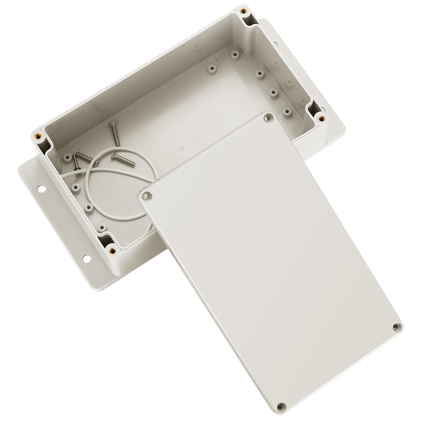 Caja de conexión para electrónica, caja de derivación impermeable IP65, caja de distribución de pared, caja de proyecto electrónico, caja de conexión (Gris-blanco con orejas, 200x120x75mm)