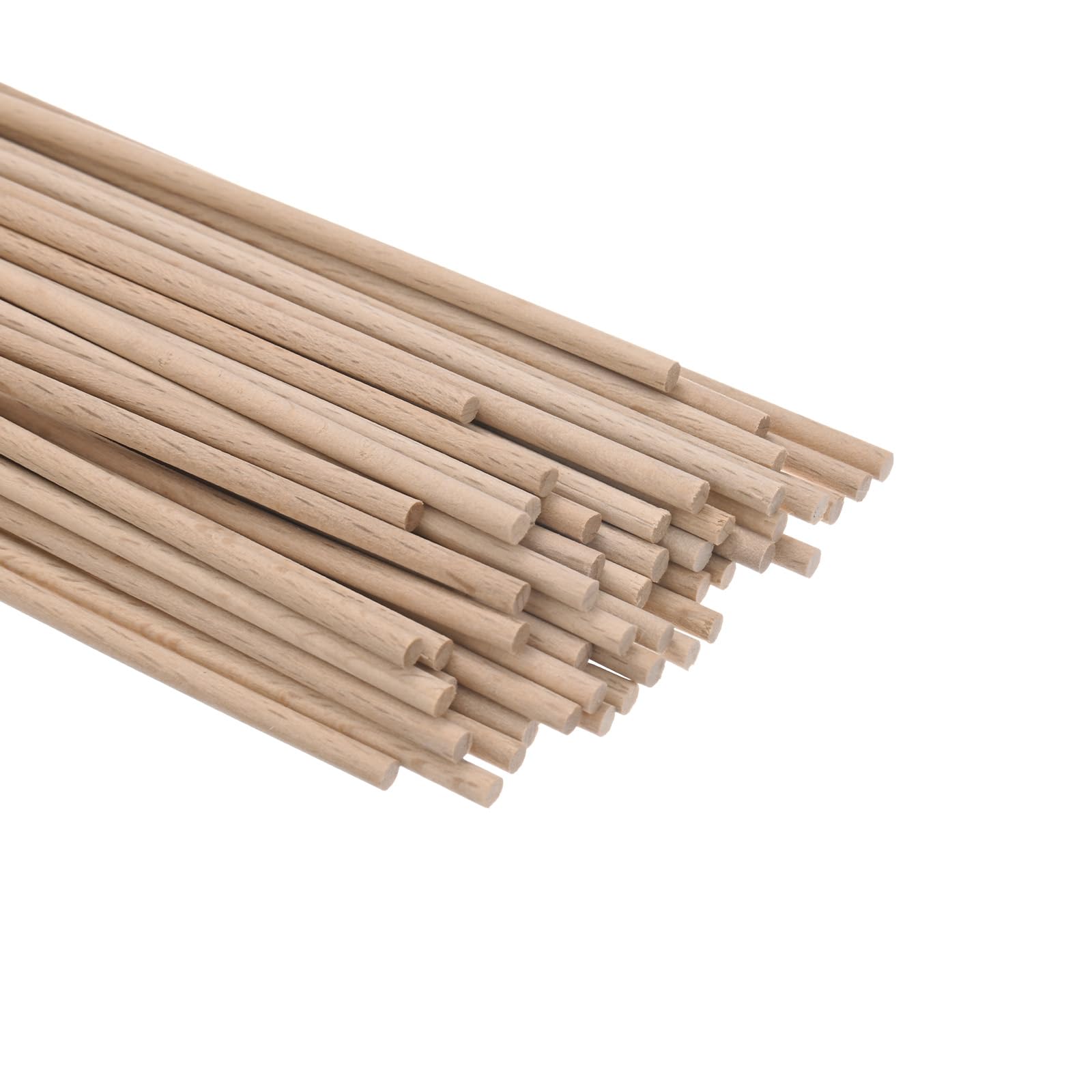 M METERXITY 50-Pack Dowel Rods Wood Sticks, 1/8 x 8 Inch Wooden Dowel Rods, Unfinished Hardwood Sticks