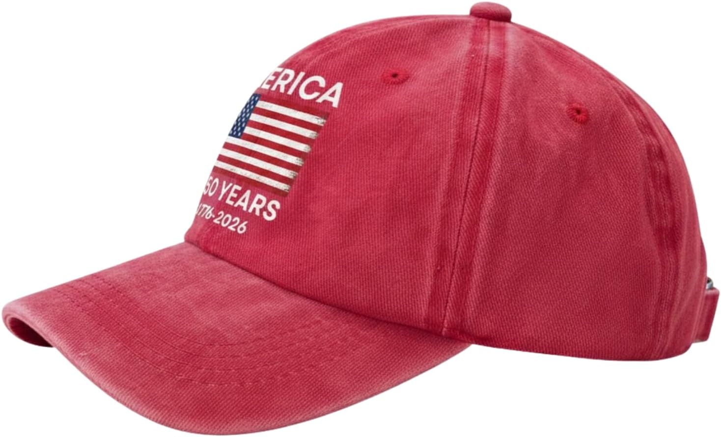 America 250th Anniversary USA Hat – 1776-2026 Baseball Cap, Vintage Washed Cotton, Adjustable Unisex Patriotic USA Flag Cap, 250 Years Anniversary Hat Red - Image 2