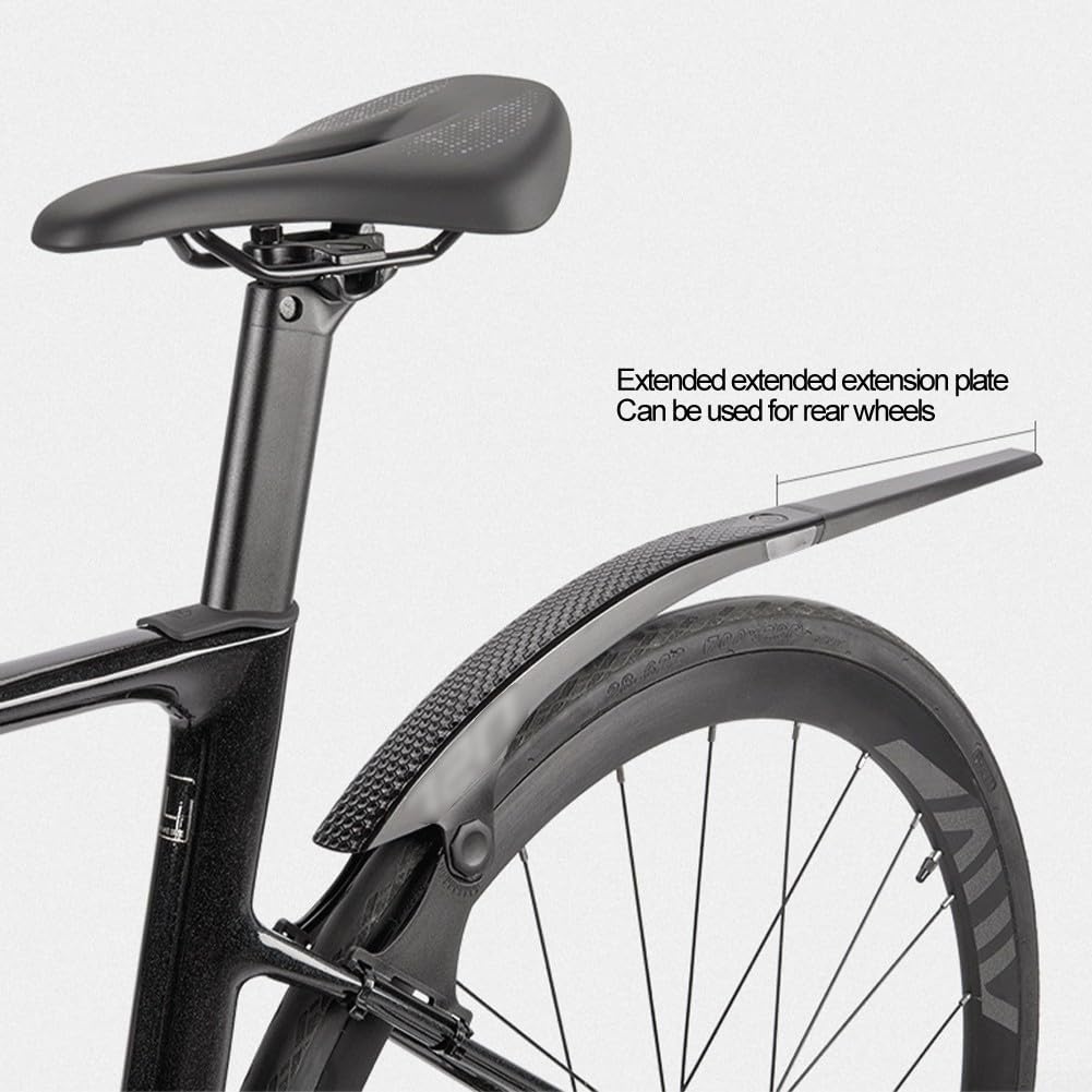 EasyByMall Rennrad-Schutzblech-Set, Verstellbarer Spritzschutz vorne und hinten, mit Schnellspanner für Rennrad, Gravel-Bike, Doppelpack 