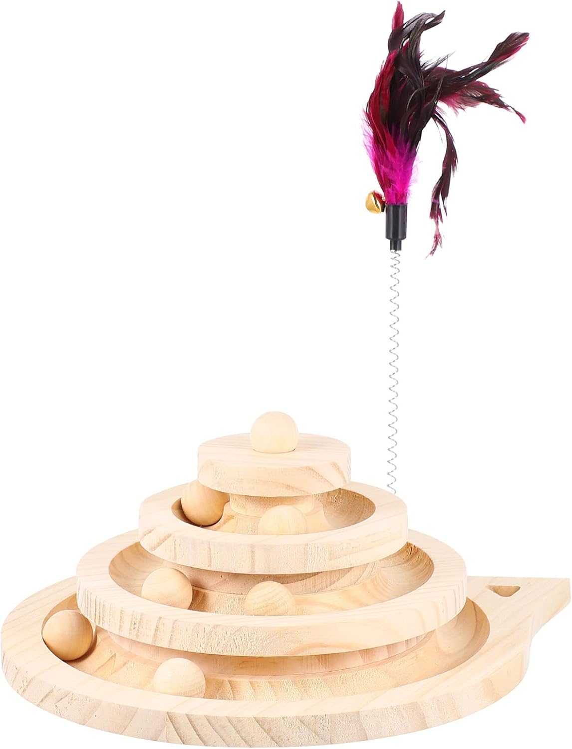 balacoo Cat Scratcher Toy with Ball Track Wooden Turntable for Cats Interactive Pet Toy for