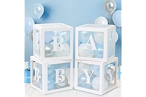 RUBFAC Baby Boy Decor: 4pcs Clear Balloon Boxes with 8 Letters and...