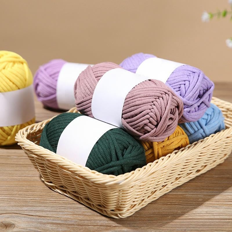 Hilo de algodón Grueso 5x100 g, Hilo de algodón de Colores para Crochet, para Tejer a Mano Gorros, Bolsos, Mantas y Manualidades