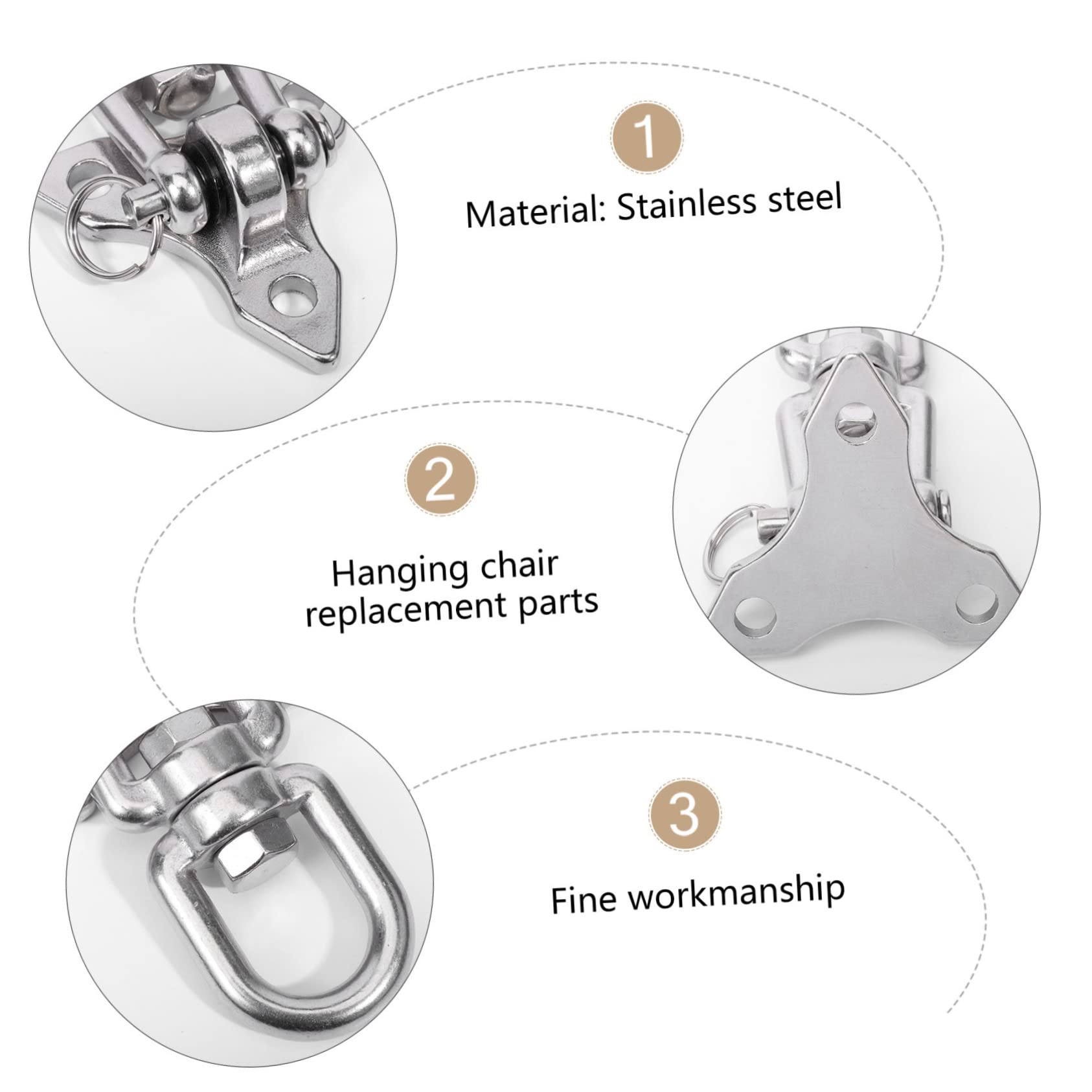 NULYLU 360° Swivel Double Shackle Heavy Duty Swing Hook Replacement for Hammock Outdoor Swing