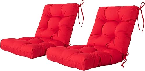 ARTPLAN Cojín para silla de exteriores para asientorespaldo, cojín para silla de patio con lazo, repuesto para cojín de patio, juego de 2, 20 x 20 x