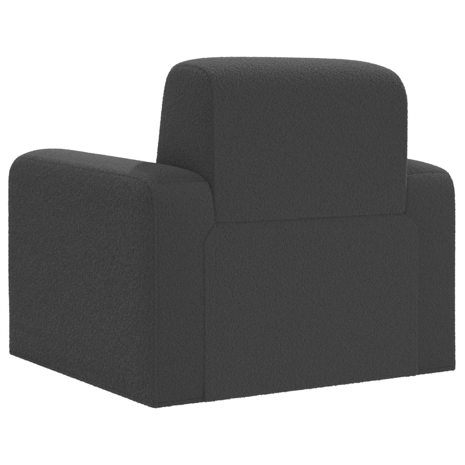 Sessel Dunkelgrau Bouclé Polstersessel Modern mit Holzrahmen