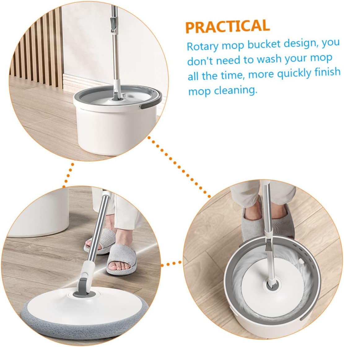 Detachable Household Rotary Mop Separating Dirty Water Bucket Durable Cleaning Mop for Hardwood Tile and Floors Easy to Use and Maintain