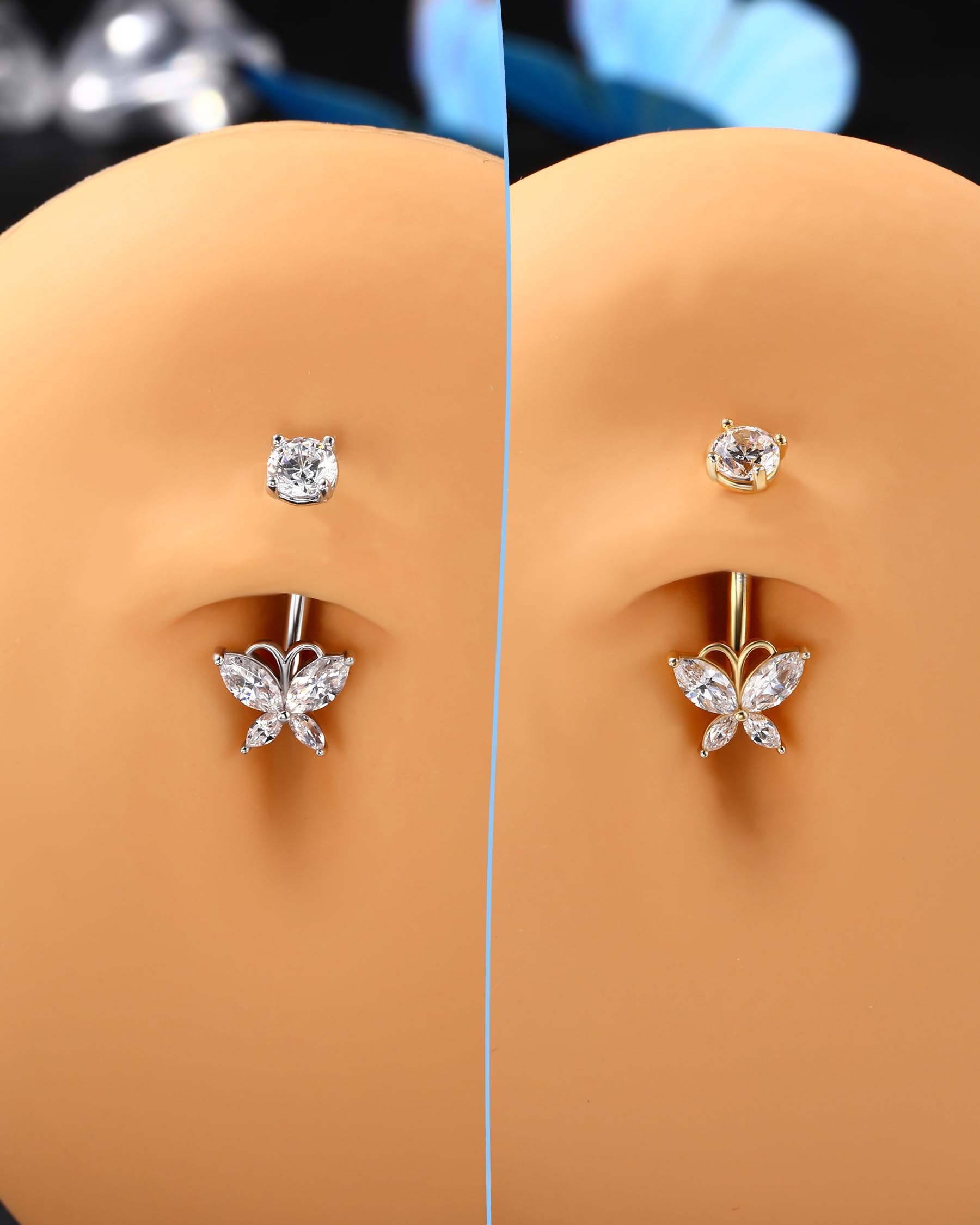 Bauchnabelpiercing Silber 925 Schmetterling Piercing Bauchnabel 14G 10mm