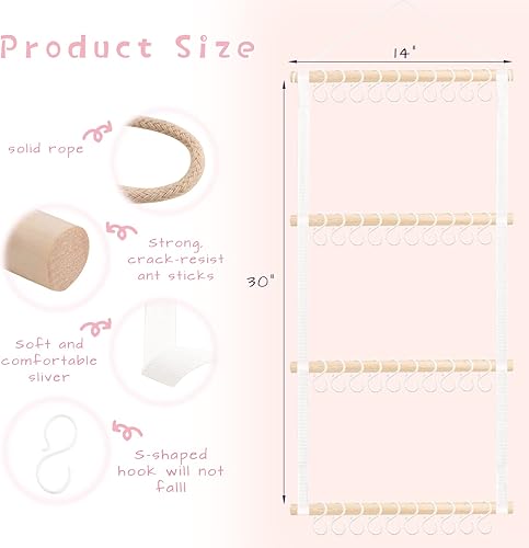 Miniatura 3 de POVETIRE Soporte para diadema organizador de lazos para el cabello para niñas, accesorios para el cabello de bebé, organizador de almacenamiento