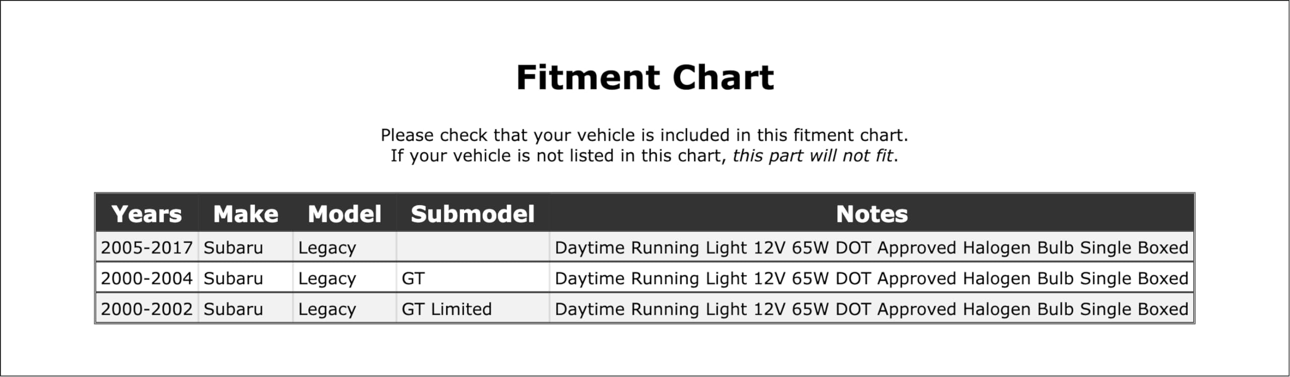 High Beam Daytime Running Light Bulb Compatible With Subaru Legacy 2017 2016 2015 2014 2013 2012 2011 2010 2009 2008 2007 2006 2005 2004 2003 2002 2001 2000 P-1690964