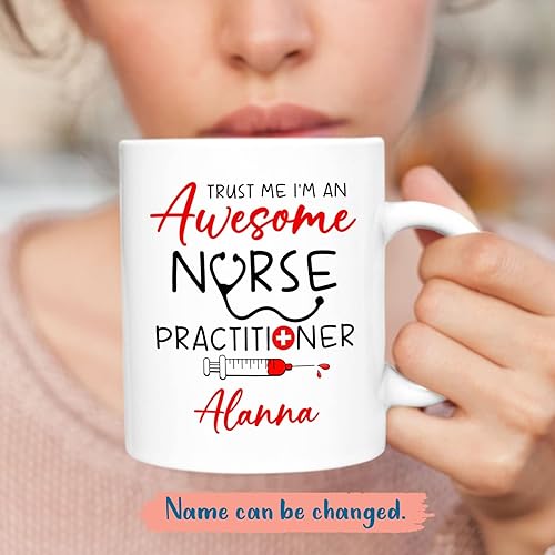 Miniatura 2 de Taza de café personalizada con nombre con texto en inglés "I'm An Awesome Nurse Practitioner", taza de té de enfermera practicante, taza de té