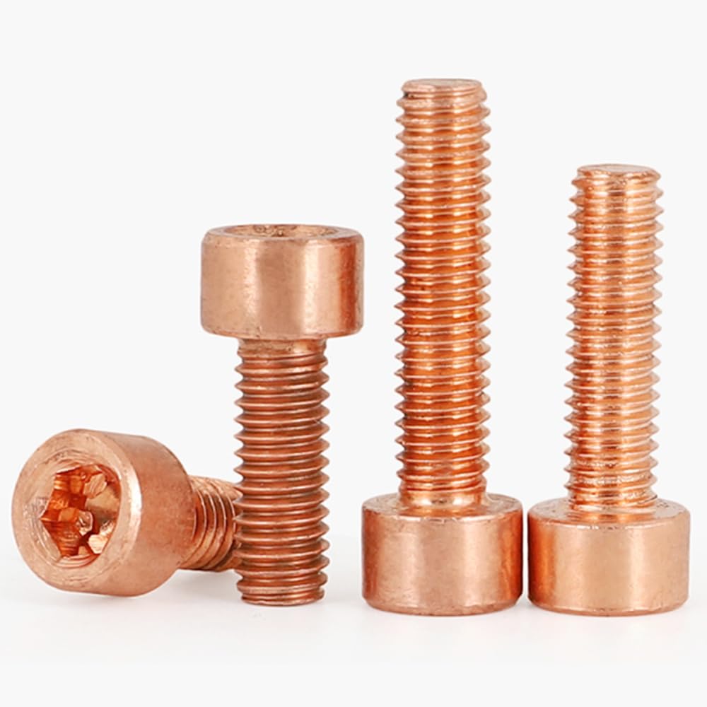 HSCRSTAR T2 Red Copper Screw M4x30mm 10pcs Red Copper Hexagon Socket Head Cap Screw Cup-Shaped Head Cap Red Copper Screw High Conductivity