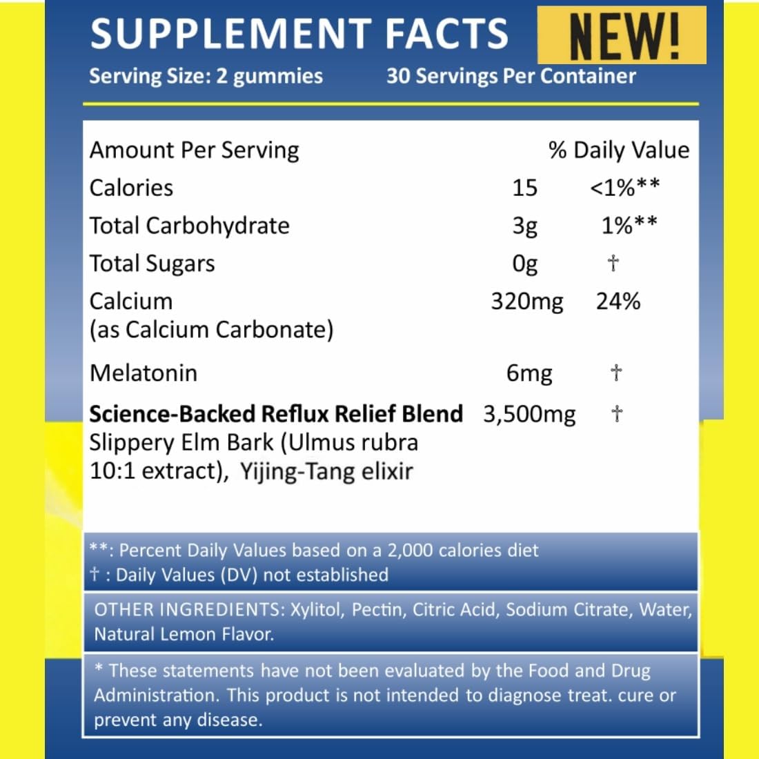 Acid Reflux Reducer Gummies | Fast Acting Anti Acid | 2 in 1 Sleep and Acid Reflux Relief Nighttime | clinically Studied Ingredients| Non-GMO Gluten Free Sugar Free | Lemon 60 Vegan Gummies — Amazon image 7