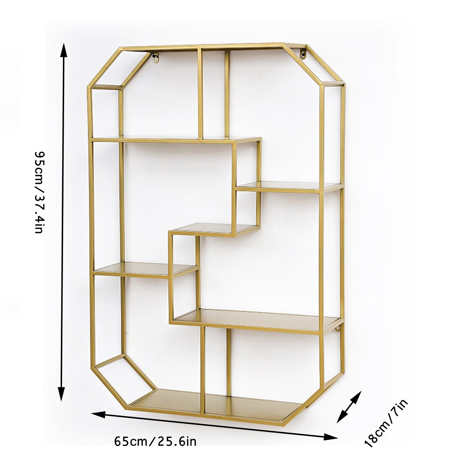 Schwarz und Gold eisen display ständer，Lagerraum modern wine rack，weinregal zur wandmontage，modern weinglashalter wand，Schlafzimmer，Haushaltsgebrauch，Wohnzimmer，Küche(Gold,Vertical style 95*65cm)