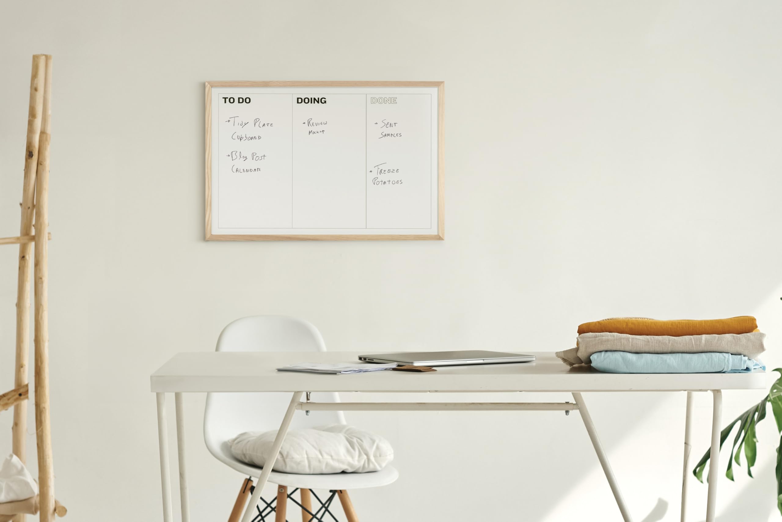 Bi-Office Tableau Planificateur KanBan, 120x90cm, Magnétique et Effaçable à Sec, Cadre en Pin