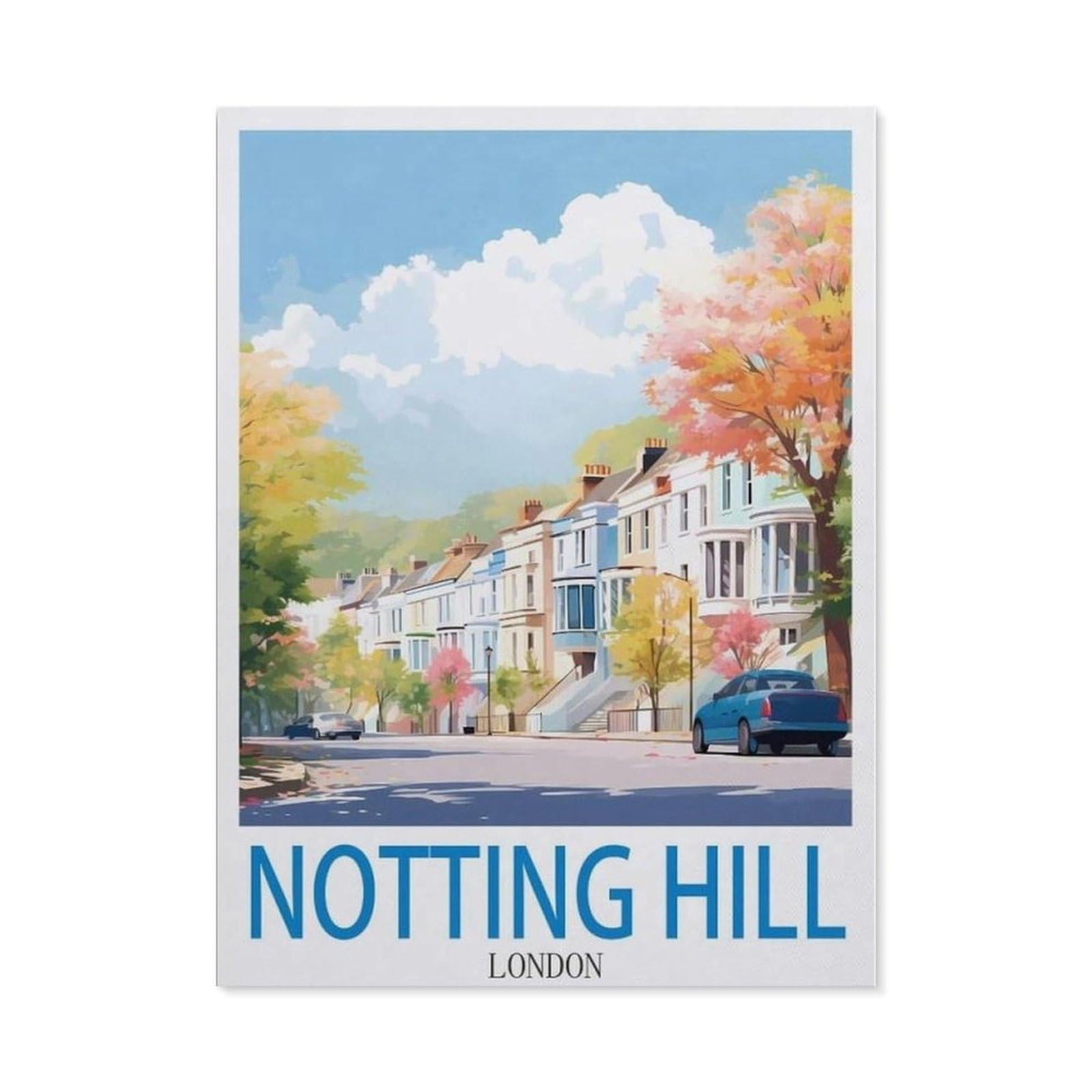 Beayodkp A2 Notting Hill London,Diy Paint By Numbers For Adults Beginner, Easy Paint By Numbers For Beginner,Acrylic Watercolor Paint By Number For Kids Gift Decor(30X40cm) 11.8X15.7 Inches-Db42