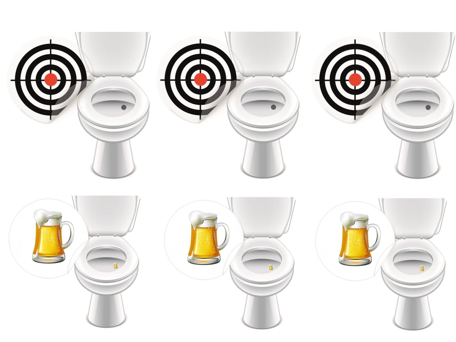 Lot De 6 Autocollants WC Amusants - Bullseye Et Bière Pour Urinoirs Et Toilettes