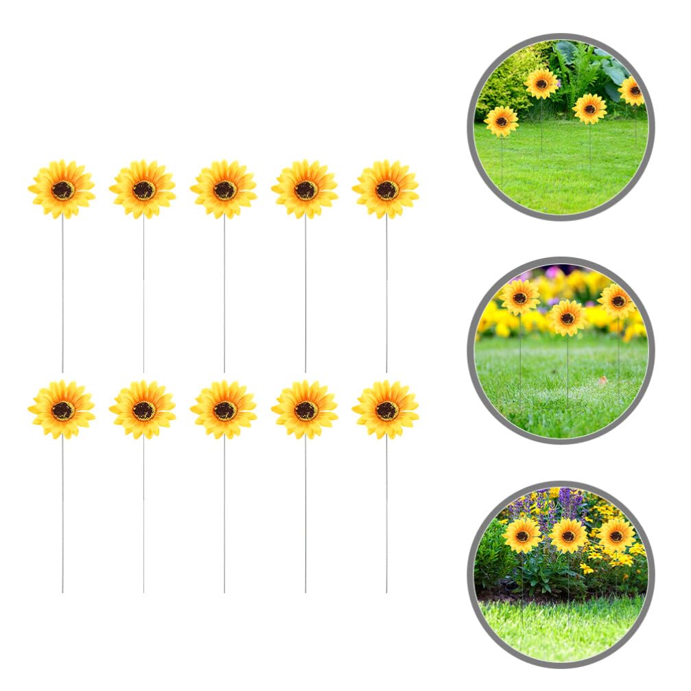 Lot De 10 Piquets De Fleurs En Métal Rouillé Pour Décoration Extérieure