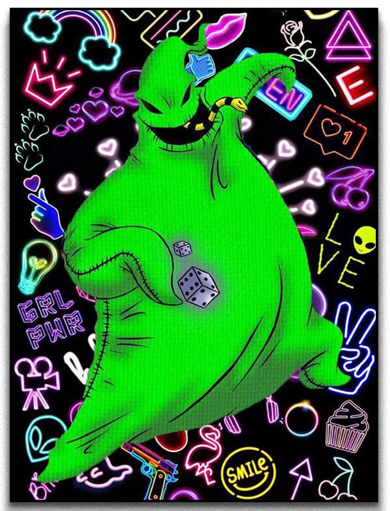 Chuangyi 5D DIY Diamond Art Painting by Number Kits, Halloween Round Full Drill Crystal Rhinestone Embroidery Diamond Arts for Home Wall Decor 16X20 inch